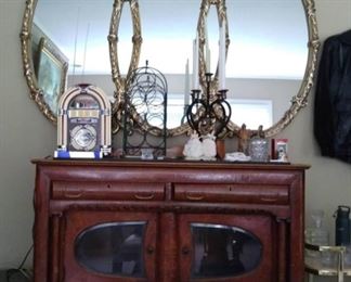 Antique Sideboard with claw feet and decorative mirror