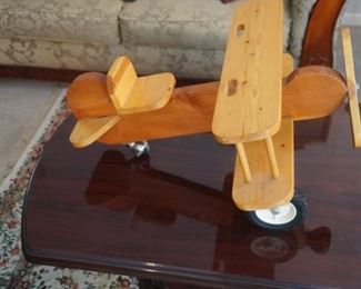Handmade wooden toy airplane