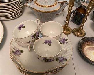 Lefton Purple Violets Tea Set