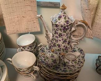 Lefton Purple Violets Tea Set