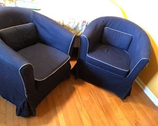 2 of 3 Ikea slip covered chairs that are white underneath $35 each