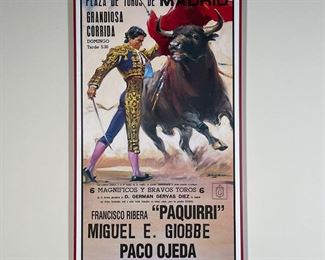 PLAZA DE TOROS DE MADRID POSTER | Framed bullfighting poster; overall 38-1/2 x 21 in.