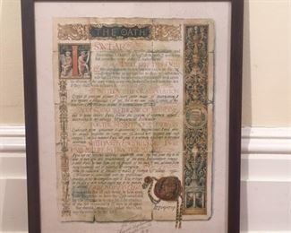 FRAMED PRINT of PHYSICIAN'S OATH | An illuminated manuscript page of "The Oath" by Apollo