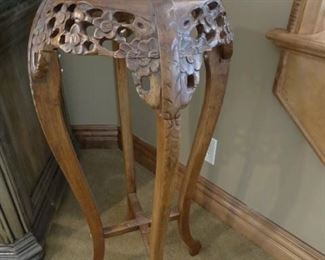 Wood carved plant stand