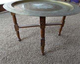 Moroccan Wood Brass Table 