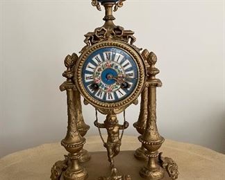 19th Century Farcot Clock with Porcelain Inset