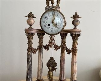 19th Century Selsi Marble and Bronze Clock