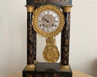 19th Century J. Charles Painted Laquer Clock