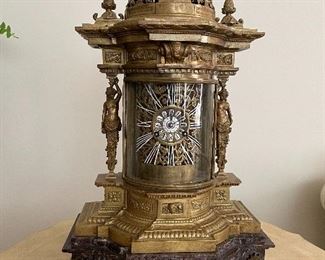19th Century Lerolle Bronze Clock on Marble Base