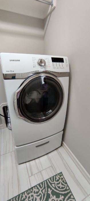 Whirlpool Cabrio Washer 2 yrs old and  Samsung Electric Dry 9yrs old with drawer base