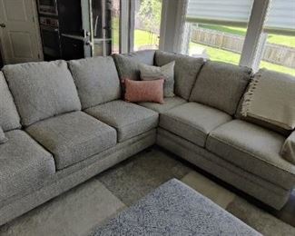 2 Years Old Quality L-Shaped Sectional with 6 seats  from NFM neutral gray/taupe in color!