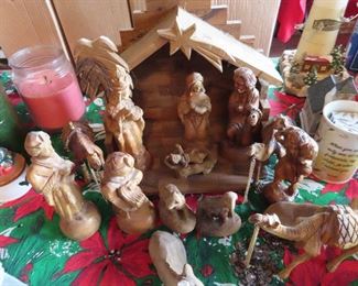 Hand Carved Nativity Scene 