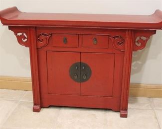 #3.  $375.00 Red alter cabinet 33.5” X 51” X 14” 