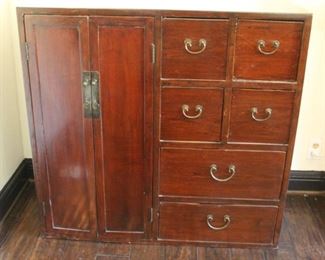 #16. $175.00Tansu with drawers 2 sided room divider 39” x 41” X 18” 