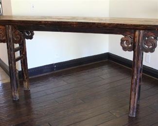 #22  $2,000.00 Alter table nicely carved 37” X 81” X 12.5” 
