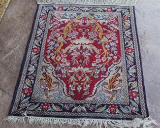 #69.  $100.00  silk small wool blend hand knotted rug 38” X 60” (3x5 appx) 