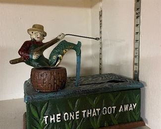 "The one that got away" Cast iron bank.