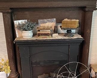 Antique Mantle and Electric Fireplace