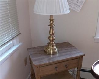 End table and brass lamp