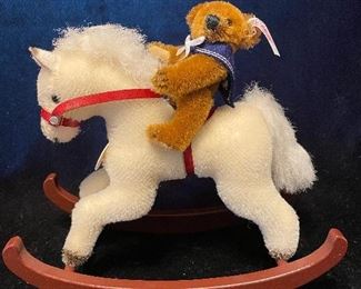 $125.00
Teddy Bear on Rocking Horse 
EAN 037337.  Mohair 
LE 653/1500
With box and COA 