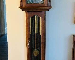 Emperor grandfather clock 74" tall  x 10" deep $300
