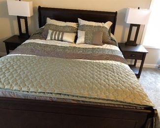 Queen sleigh bed with mattresses. New! $700