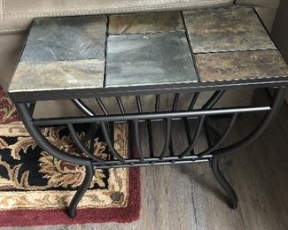 Slate-topped end table $100