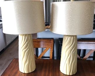 Pair of light yellow lamps with shades 29" tall $50.