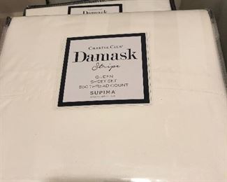 New Damask 500 thread count sheets: King $50 (sold), Queen $45 (sold), Twin (2 sets) $45 ea. 