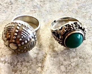 $25 each sterling rings.  Size: 5 each Left dome ring SOLD 