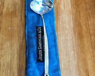 $95 Georg Jensen  "Acorn " pattern sterling silver gravy spoon.  6"L 