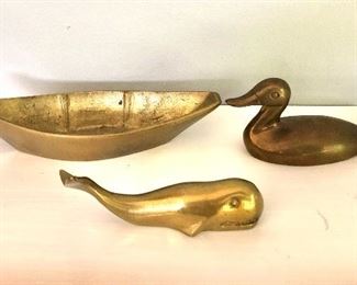 $12 each -  Brass boat.  5.25" L, 1.75" W, 1" H.   Also brass duck and brass whale. Brass duck and whale are SOLD