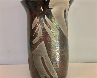 $40 - Glazed vase - 8.5" H, 5.25" diam. 