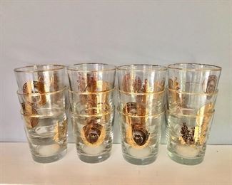 $45 12 University of Michigan drinking  glasses.  Each 4" H, 3" diam.