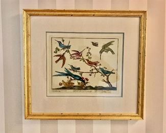 $275 - Framed and matted various birds and hummingbird print -  20" H x 22" W. 