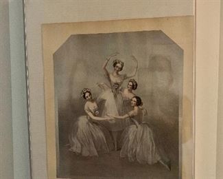 $150 Late 19th Century early 20th C print Four ballerinas.  24.5" H x 18.25" W. 