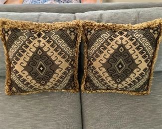 $40 - Pair poly-filled, reversible pillows.  16.5" x 16.5"