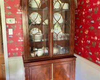 $2,400 - Baker Historical Charleston Dome Top Mahogany Banded Display Cabinet with internal lighting  - 89" H, 40" W, 18.25" D. 