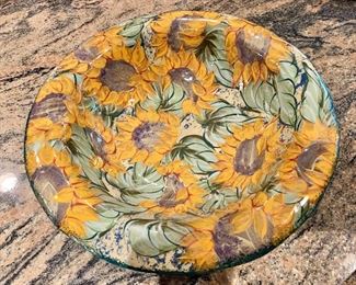 $40  Sunflowers bowl, Lesal Ceramics.   13.25" diam, 3" H.