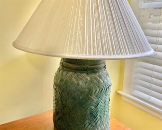 $60 - Wicker table lamp  - 27.5" H, base 9.5" diam.