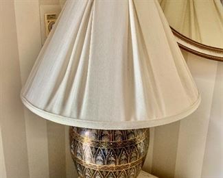 $130 - Contemporary lamp with pleated shade.  27" H, base 8.5" diam. 