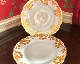  $40 Set of 2 SAXE  gold and white  cherry dishes .  Each 9.75" diam.