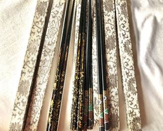 $30 - 9 sets of lacquered chopsticks, most in original boxes 