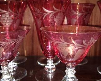 Cranberry glass antique drinkware
