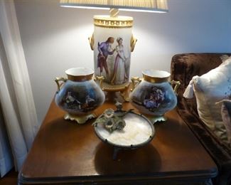 Antique hand painted urns