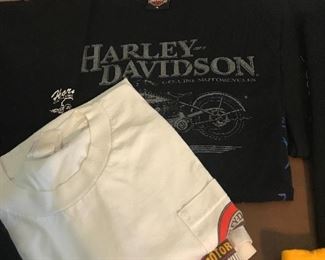 Many Harley Davison tee shirts