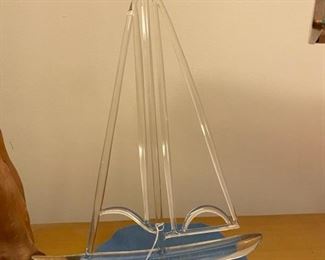 Glass sailboat decorative piece