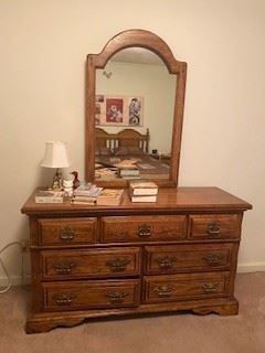 Solid wood dresser with mirror