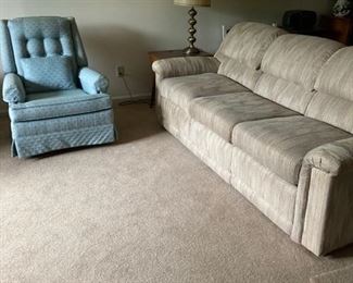 Nice sleeper sofa and blue swivel rocker. Sold separately or make an offer for both. Your choice!