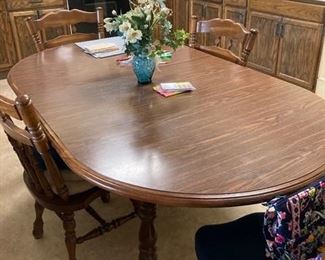 Wood dining table and 6 chairs